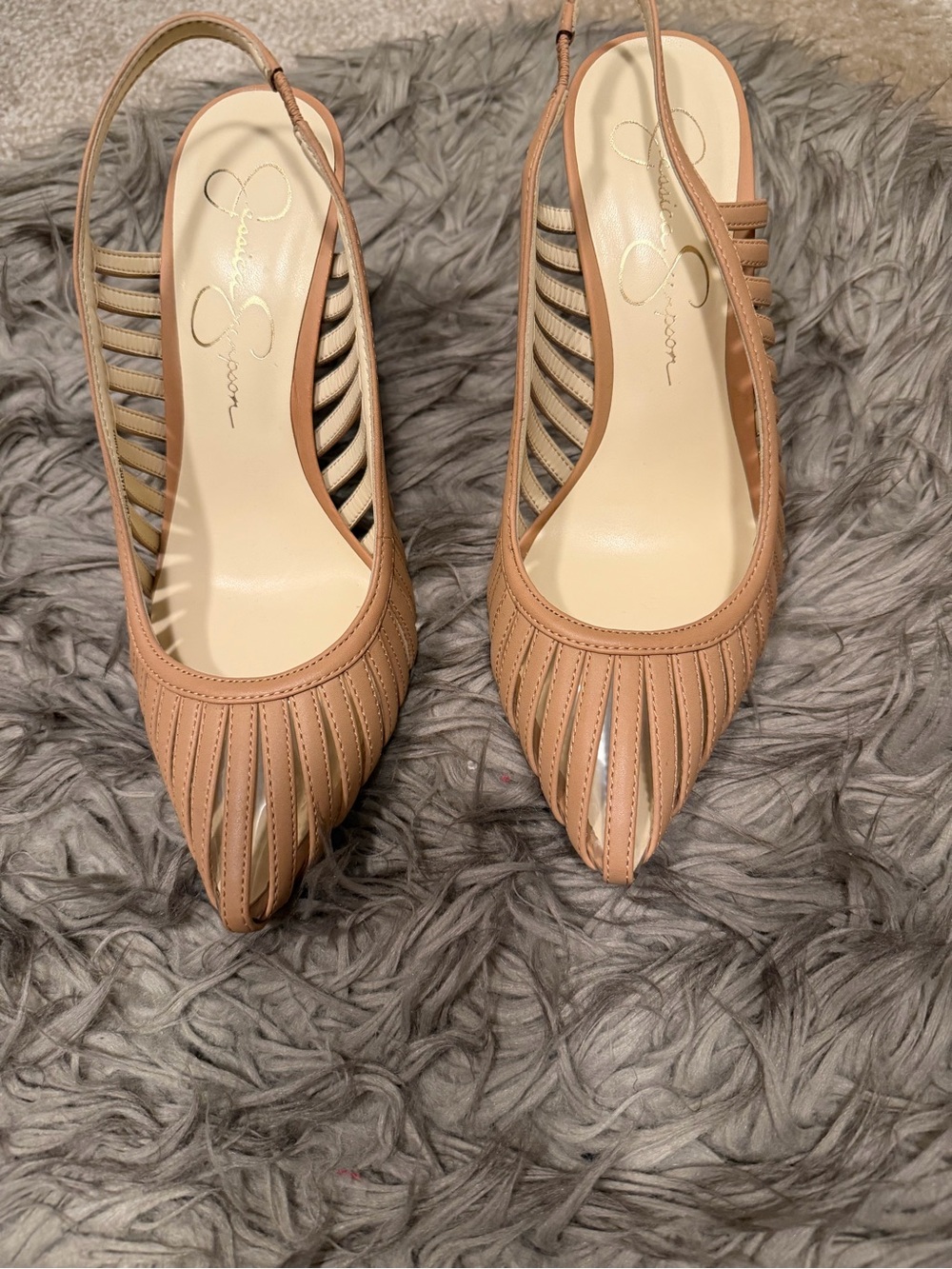Jessica Simpson Tan/Nude Slingback Cutout Pointed Pumps
